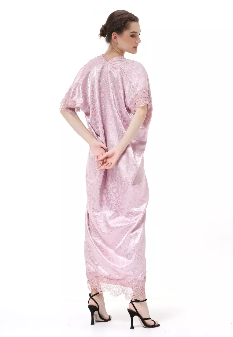 Rachel Dress Wanita Long Kaftan Traditional Motive Material Jaguar ORIGINAL - Taro