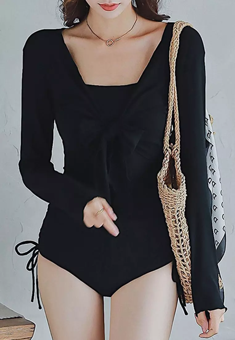 Bikinx Rivet sexy waist one-piece suits Black belt swimsuit 2018 Hollo –