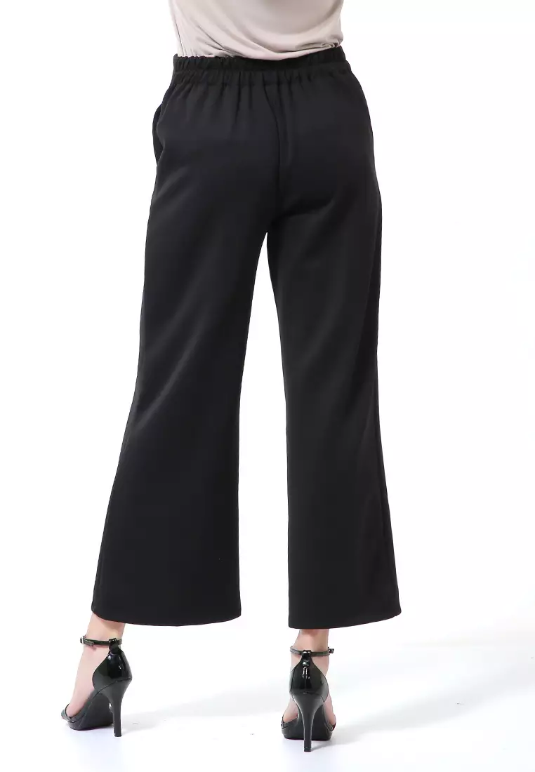 Layilla Scuba Cullote Polos Rok Bawahan Wanita Premium Quality - Black