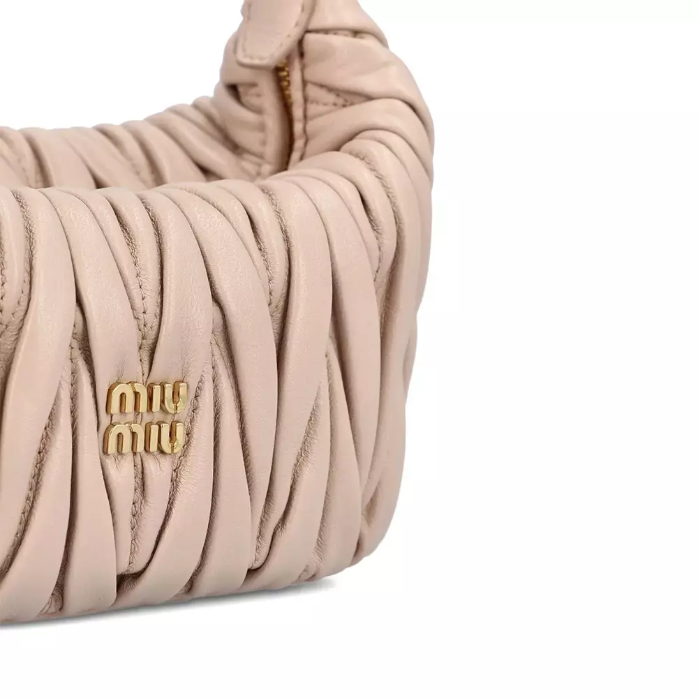 Matelassé Nappa Leather Pouch Handbag Powder Pink