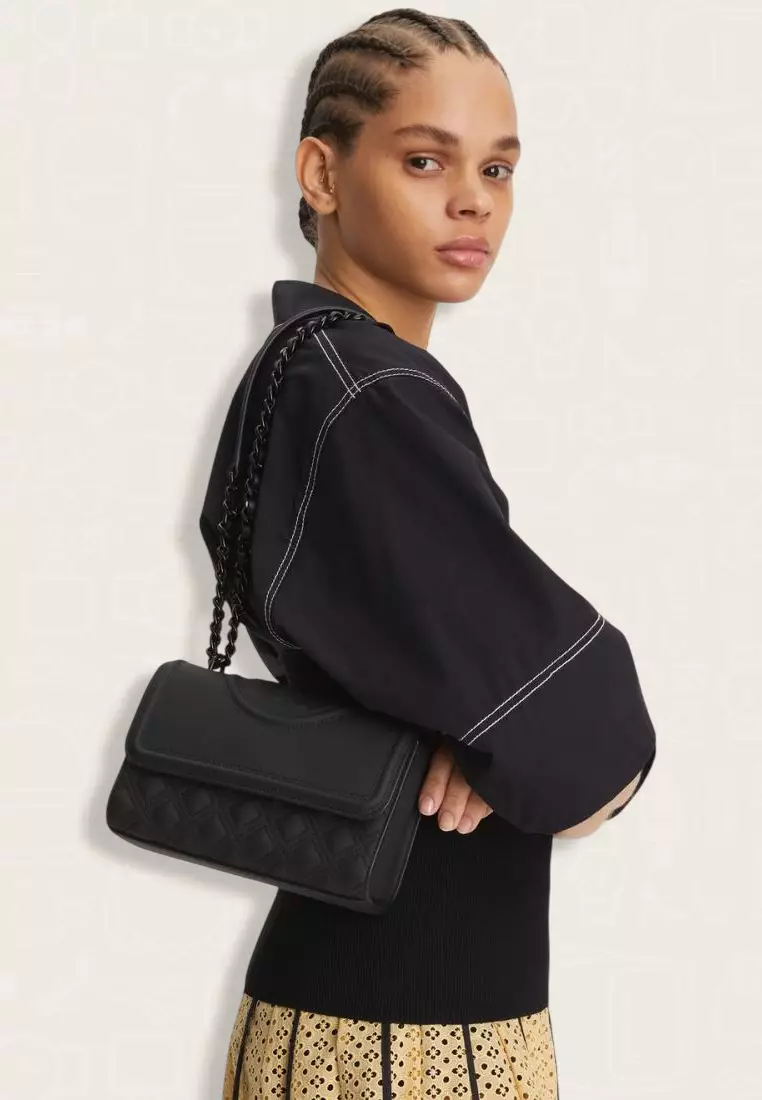 Tory Burch Small Fleming Matte Convertible Shoulder Bag Black