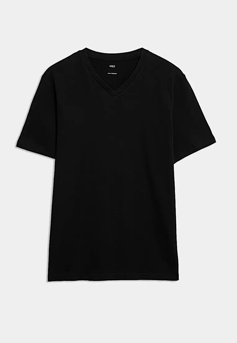 Pure Cotton V Neck T-Shirt