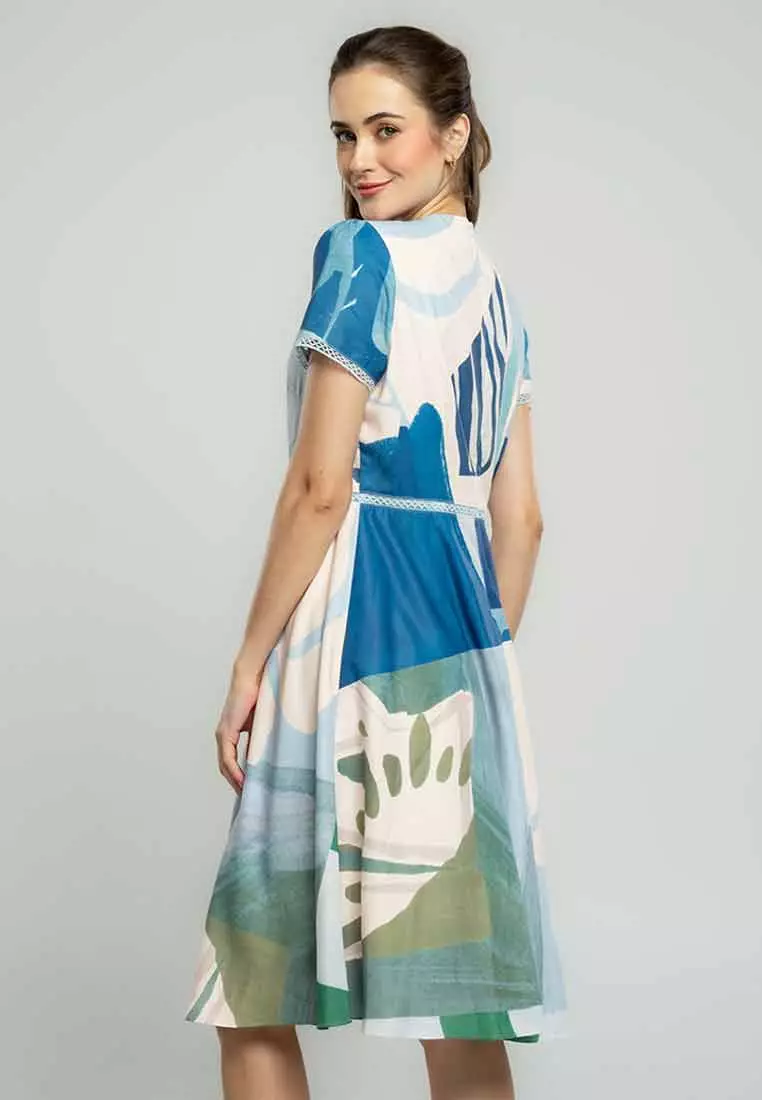 Celestine Abstract A-Line Print Dress