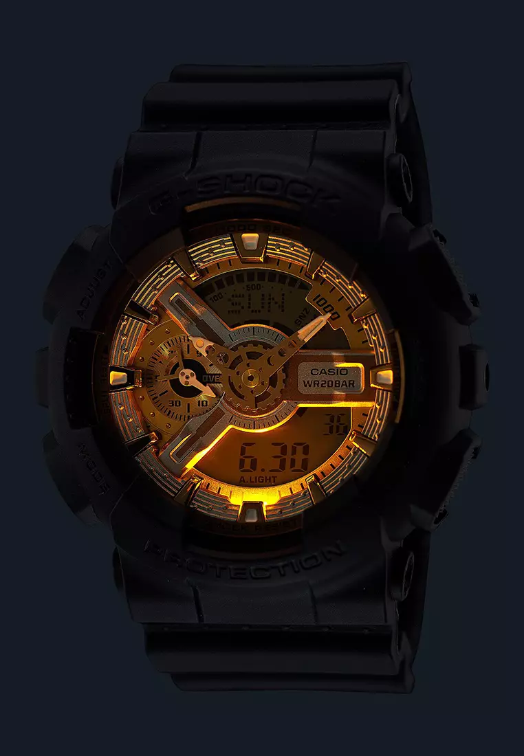 Jam Tangan Analog Digital Pria Casio G-Shock GA-110CD-1A9 - Gold Dial - Black Resin Strap