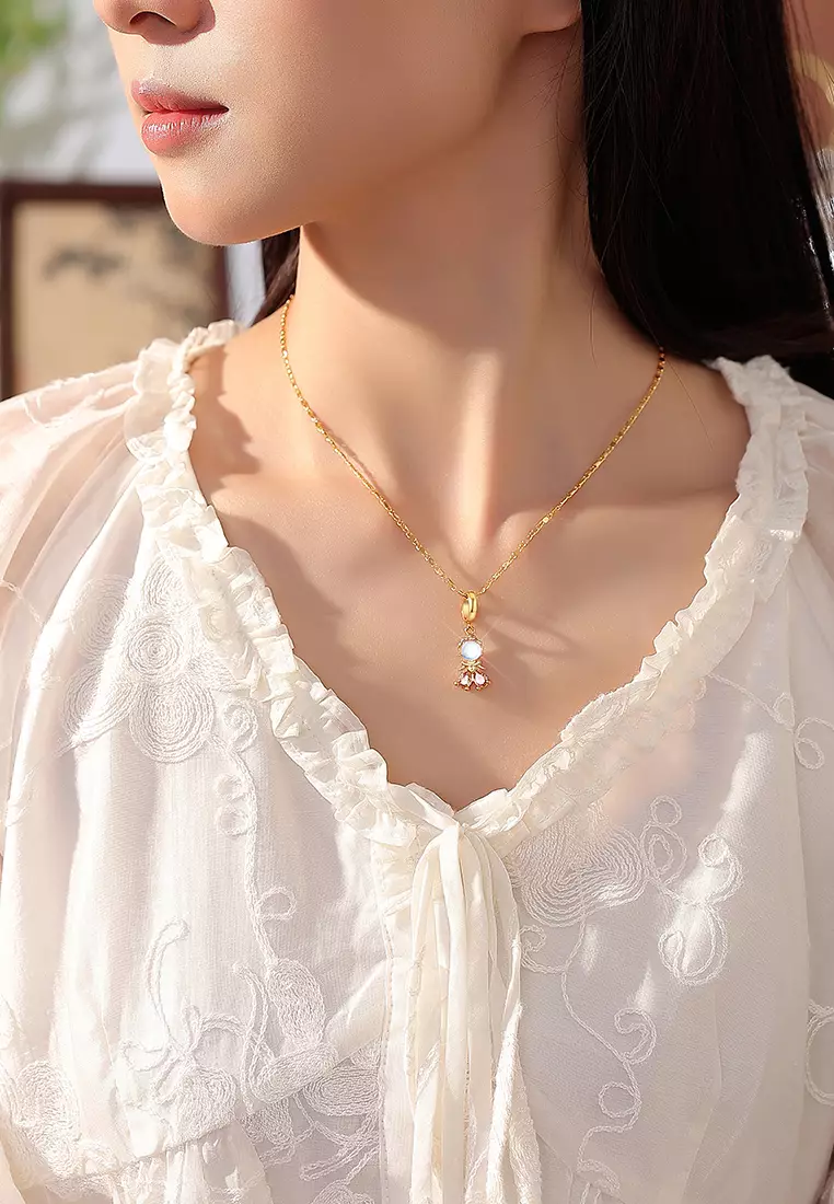 Kalung Wanita Korea Original Zirconia Moonstone Fashion Style Cewek Necklaces