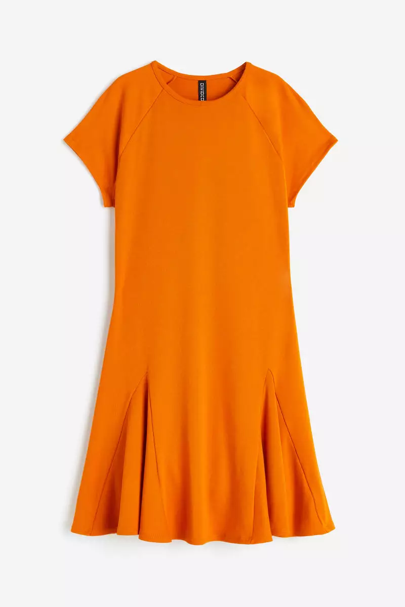 Godet-pleated jersey dress