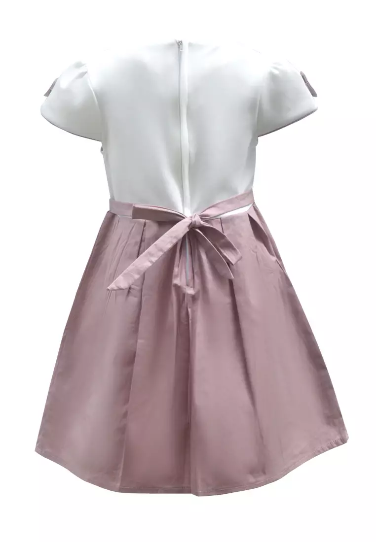 Two Mix Dress Anak Perempuan  - Gaun Anak Bahan Katun usia 1-12 tahun 4212 Brown