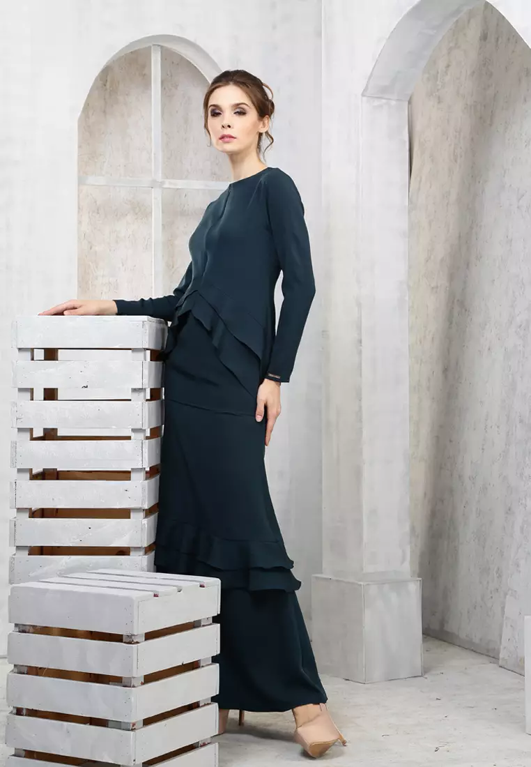 Vecona Kurung Modern in Emerald Green