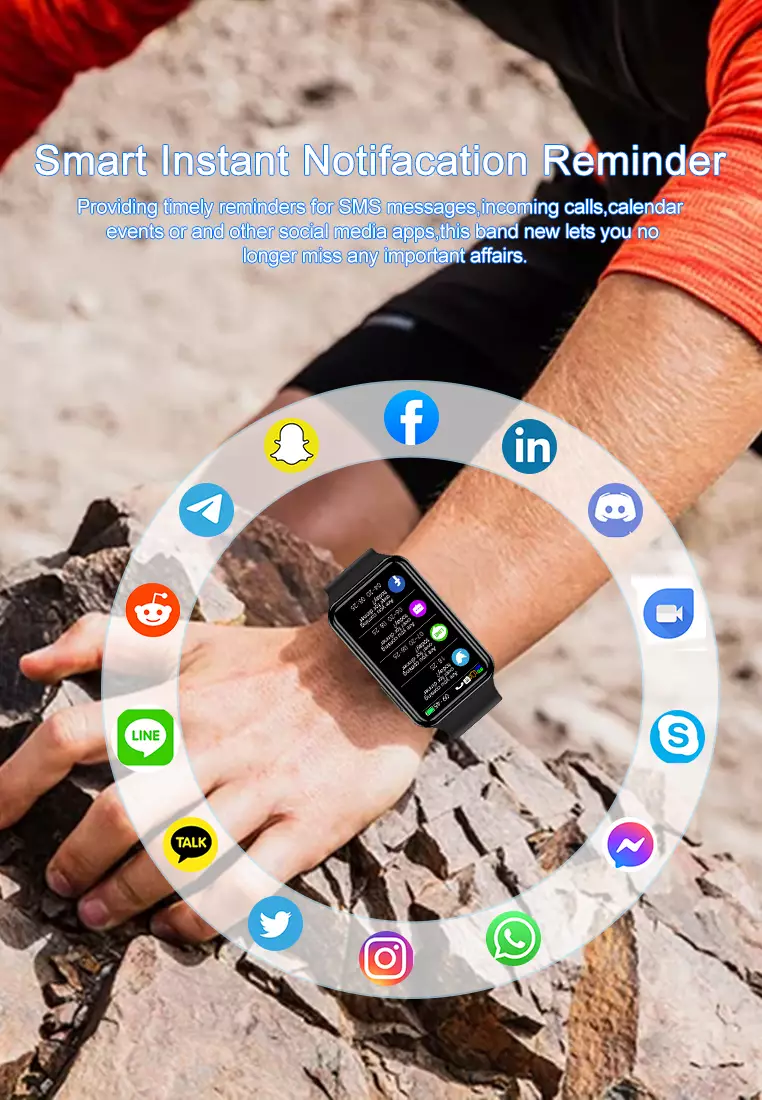 SmartBand C6Plus SmartWatch Layar Terang 1.47'' Bluetooth Multi-Sport Fitness Tracker Jam Pintar pink