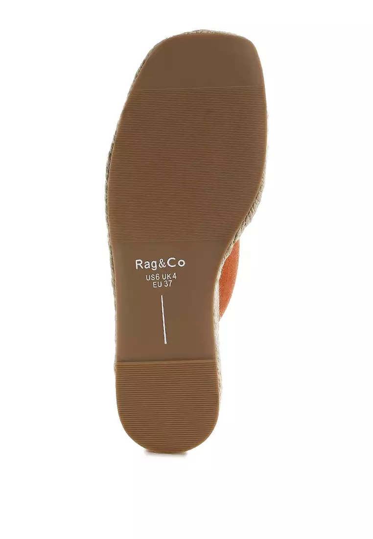 Sandal Flatform Espadrille Kulit Asli Lembut Warna Tan