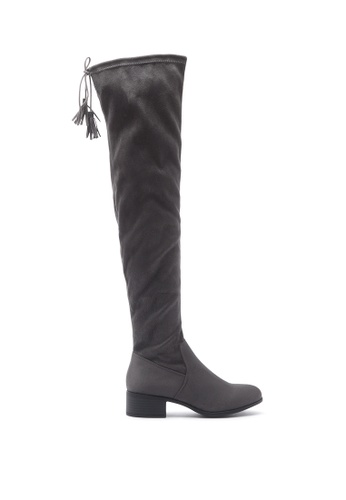 London Rag grey Faux Leather Over the Knee Boots 9B056SH4257054GS_1