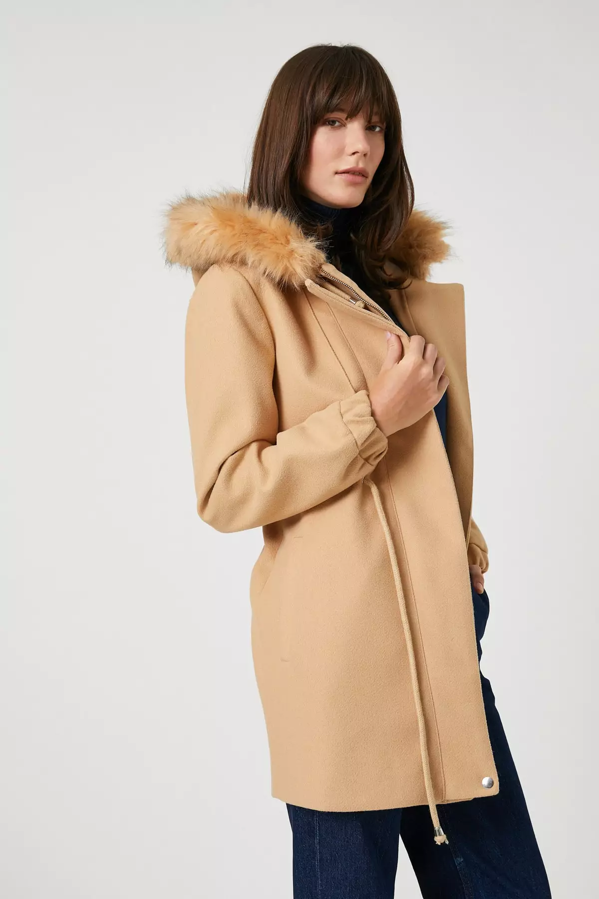 KOTON Hooded Coat Plush 2024, Buy KOTON Online