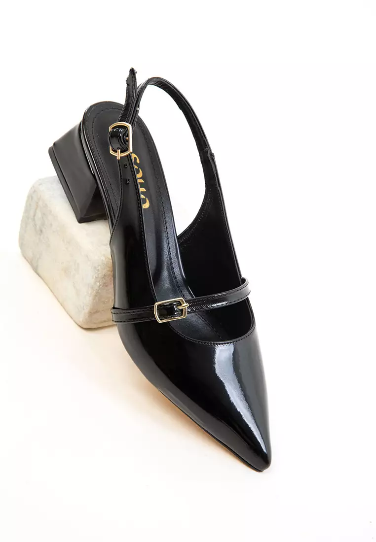 Black Patent Leather Women's Classic Heeled Shoes 20656