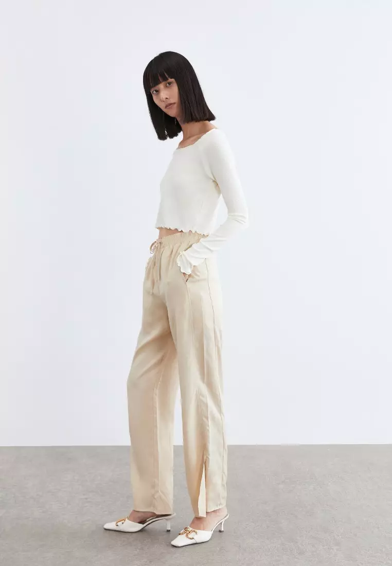 Buy Urban Revivo Drawstring Waist Split Hem Pants Online