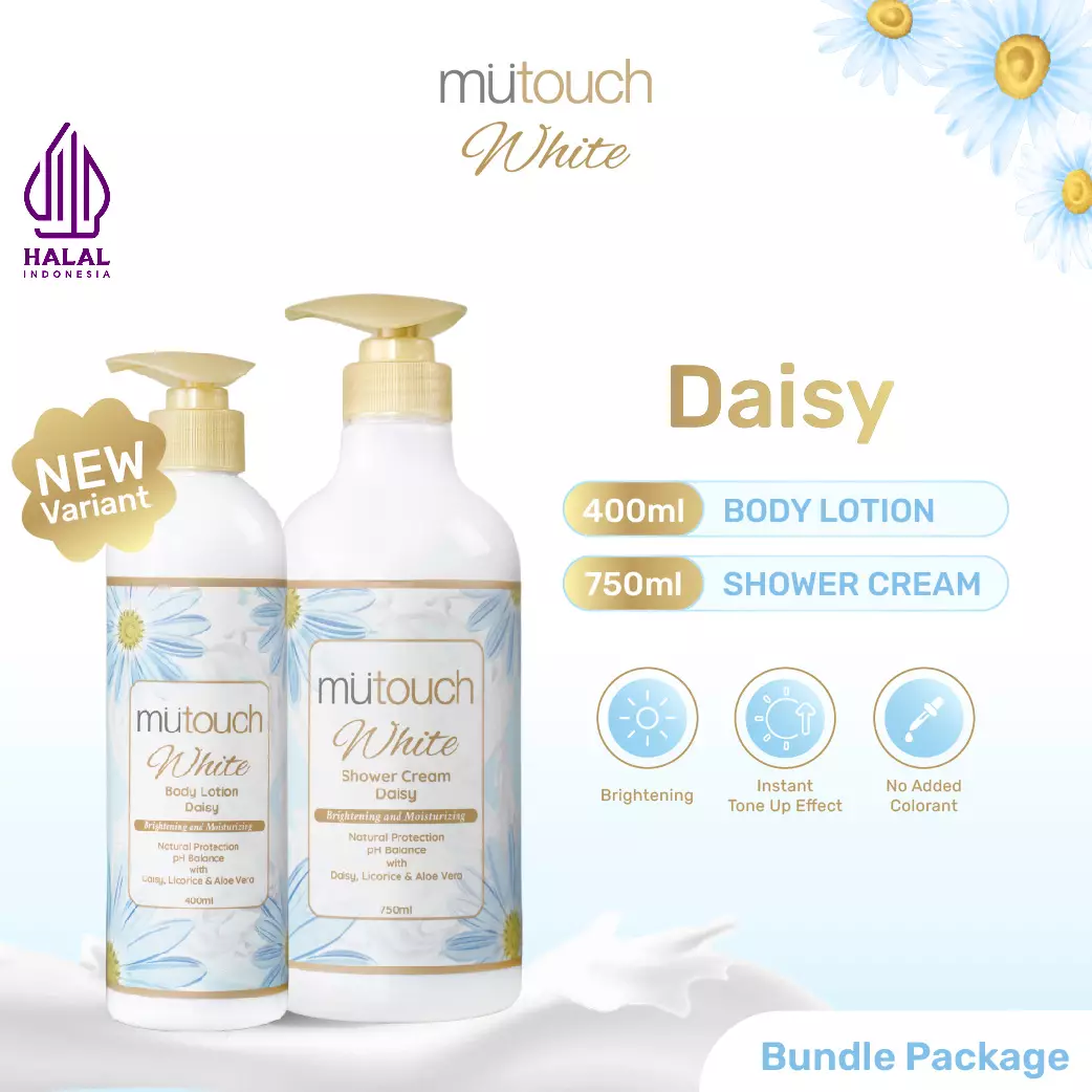 Mutouch White Brightening Set - DAISY - Shower 750ml + Lotion 400ml - Perawatan Tubuh