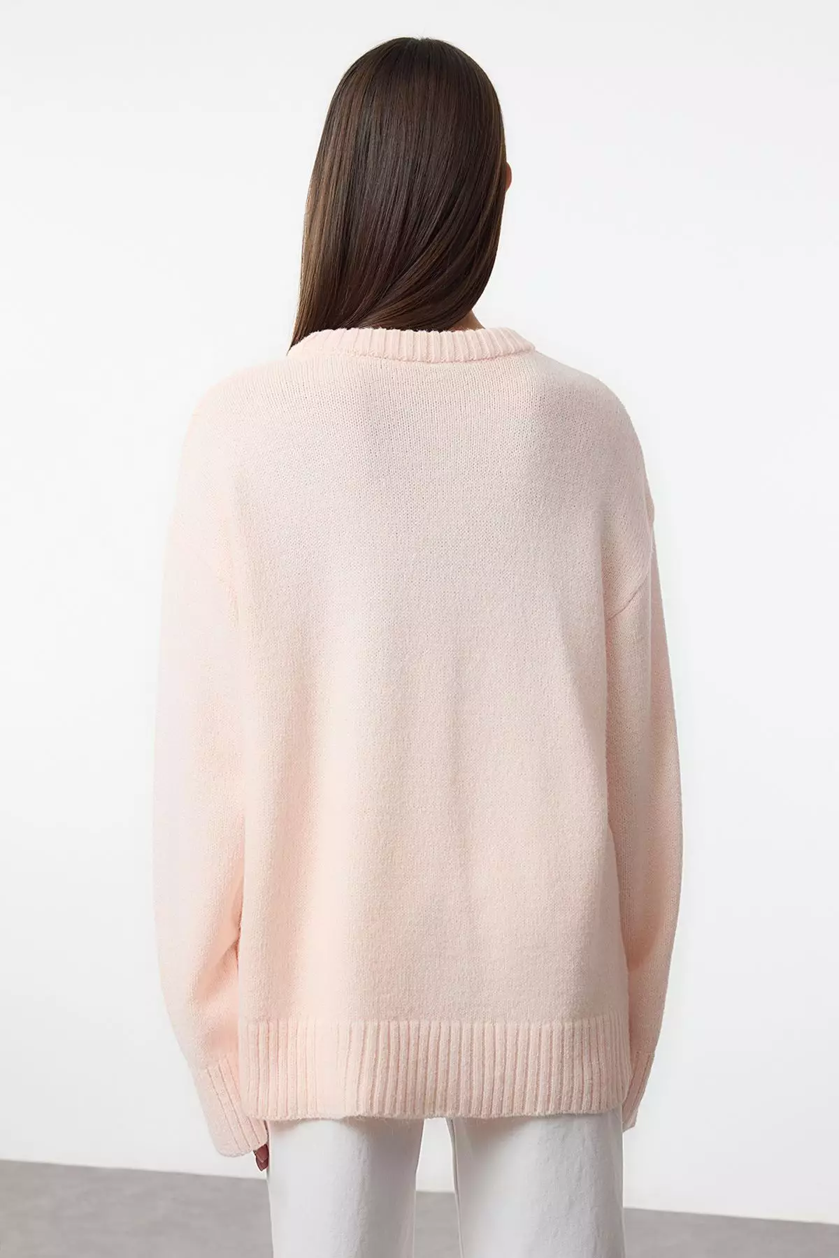 Pink Wide Pattern Crew Neck Knitwear Sweater TWOAW25KZ00168