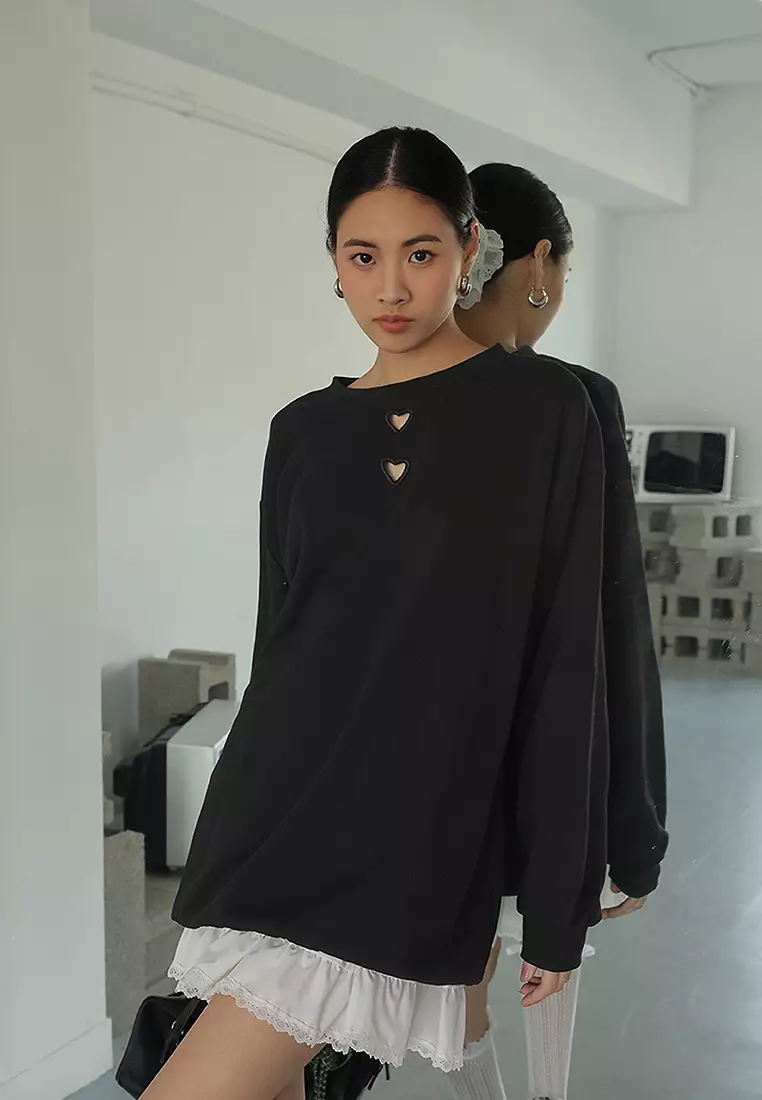 Heart-shape Cutout Sweatshirt