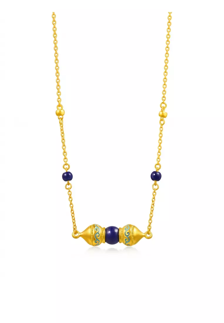 999 24K Solid Gold & Lapis Lazuli Necklace for Women 95613N