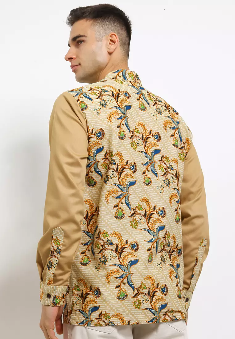 Kemeja Koko Batik Lengan Panjang Katun Premium Rafiq Brown