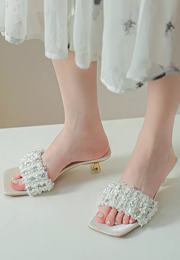 Pearl Satin Slippers BY8745-21