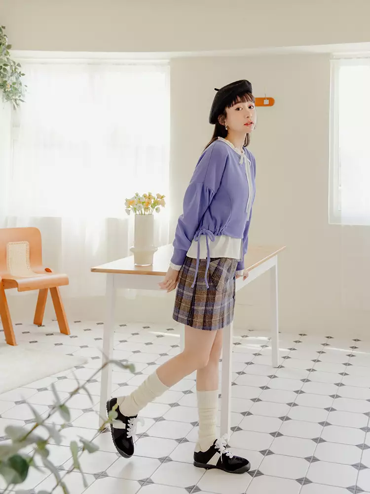 Buy OBSTYLE Side Drawstring Seamed Drop Shoulder Cropped