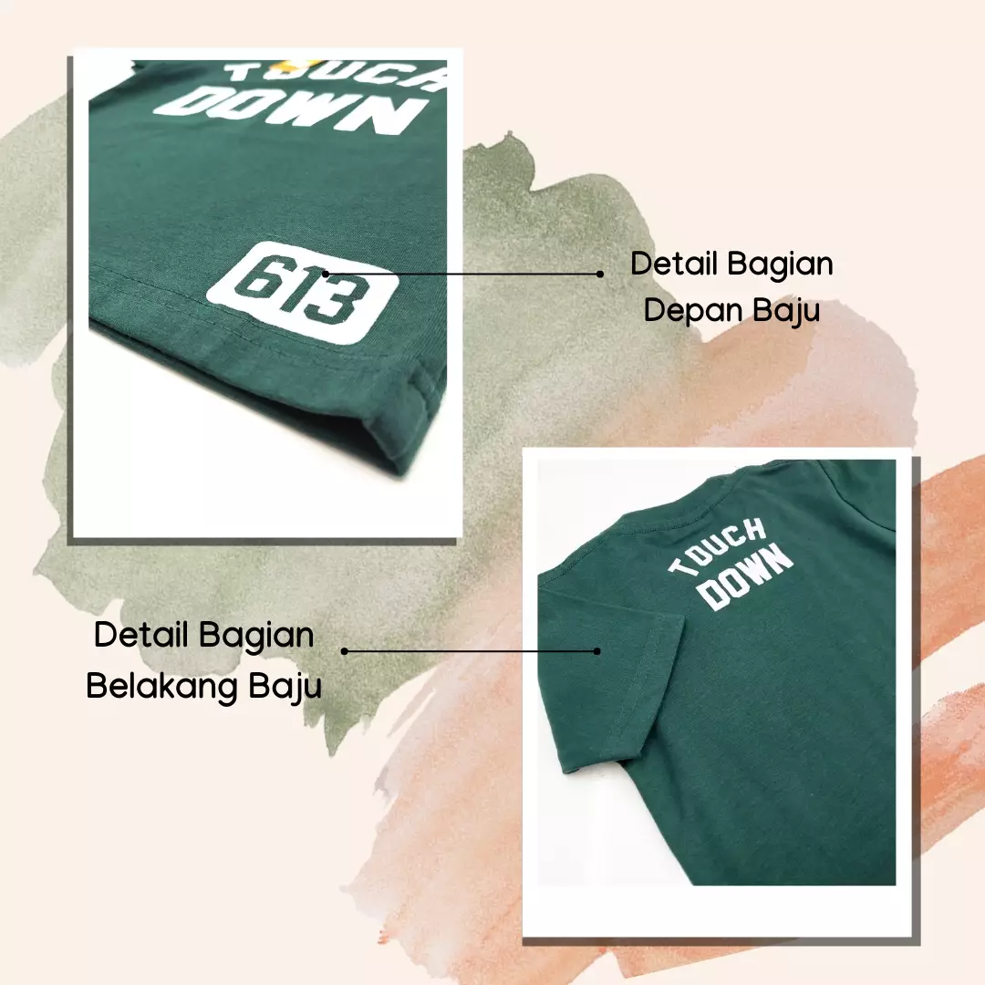 Wakakids Baju Atasan Kaos Anak Laki Laki Usia 1 Tahun Hingga 4 Tahun T-shirt Motif Touch Down 3954 Army