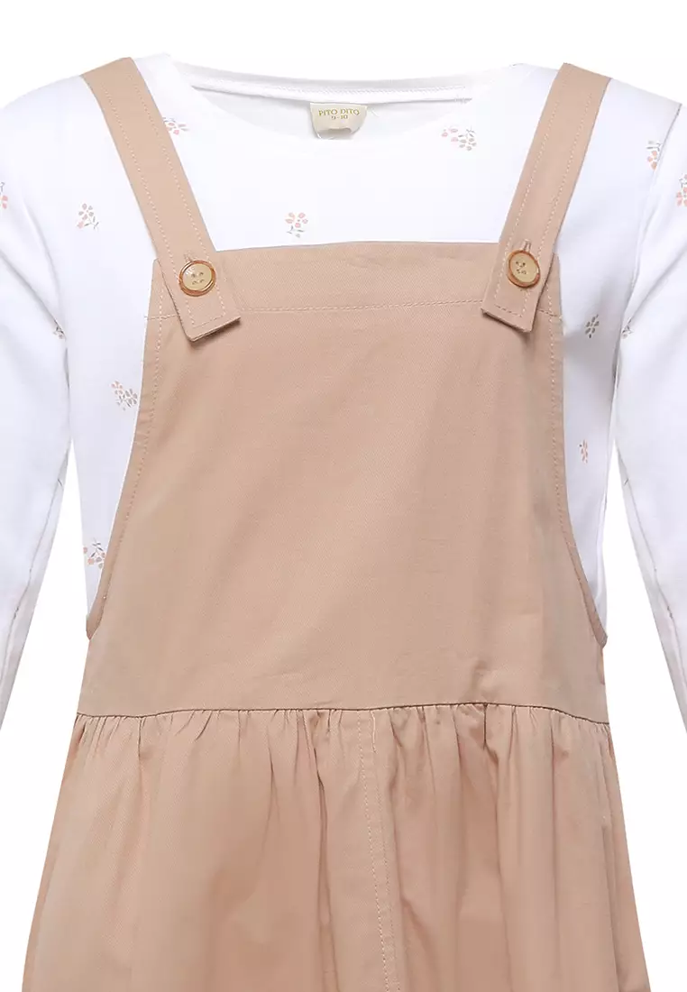 Pito Dito Girl Jammy Overall Dress Midi Anak Khaki - Size 4