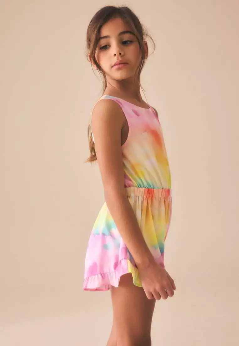 Open Back Ruffle Hem Playsuit