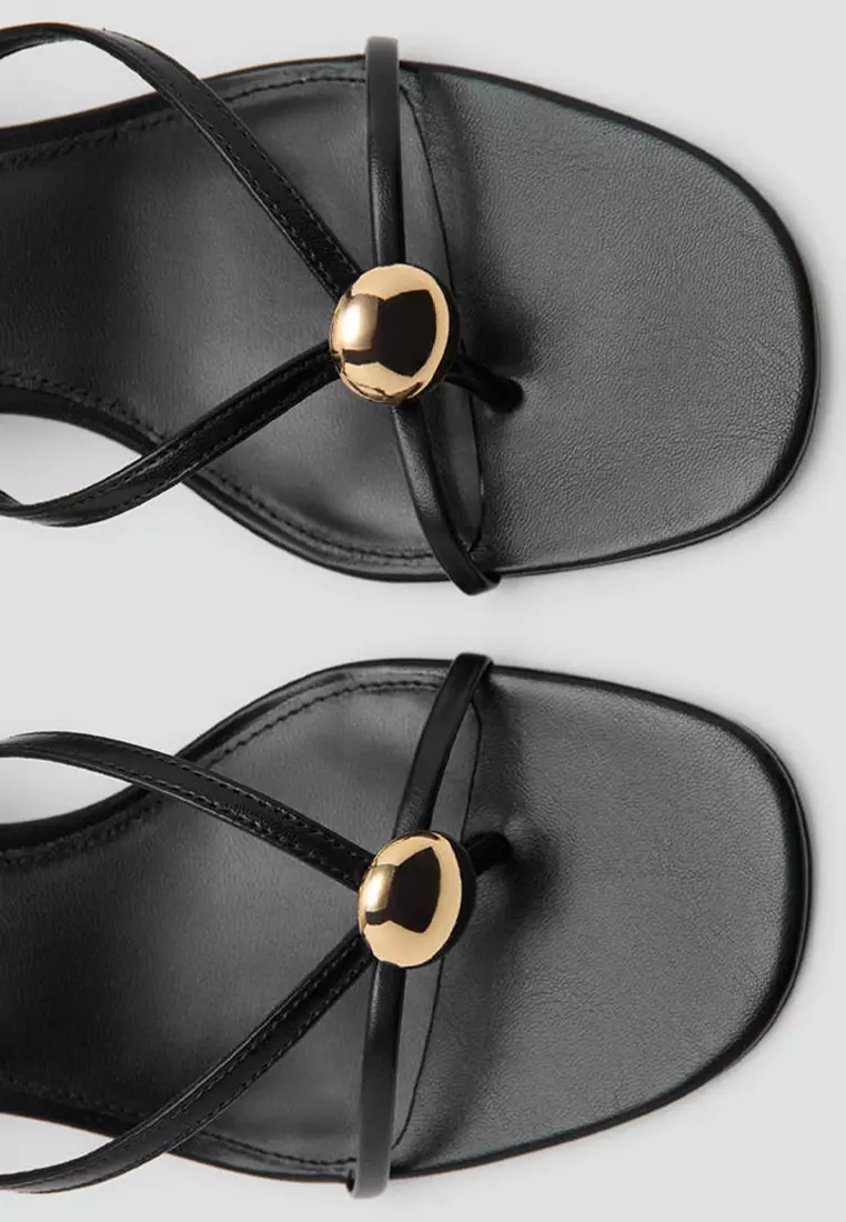 Heeled Sandals with Metallic Bead Straps
