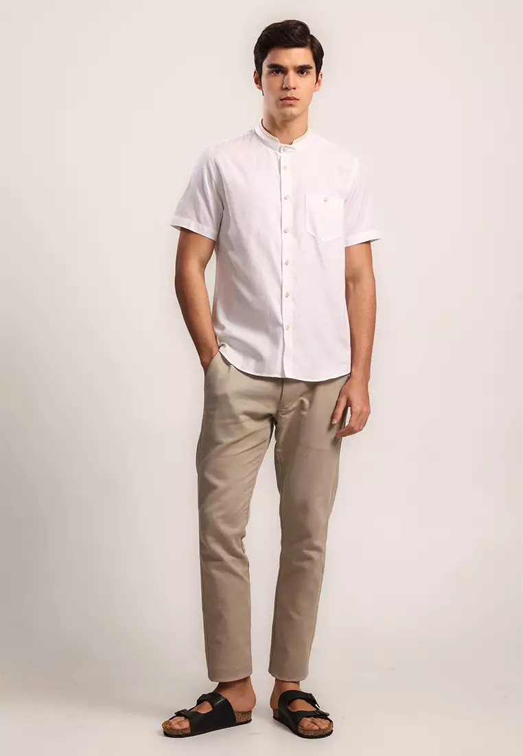 MOC Kemeja Shanghai Lengan Pendek Pria Toro B - White