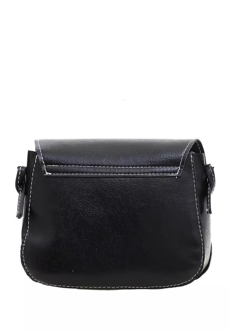 Werlyn Tas Selempang Kasual Wanita Klasik Material Kulit Leather ORIGINAL - Black
