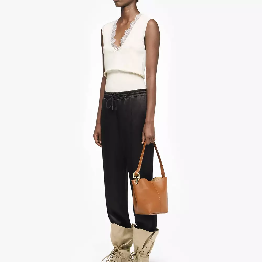 [5.5UPER DEALS] Corner Small Bucket Bag Tan