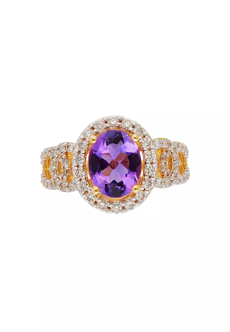 HABIB Oval Amethyst and Diamond Ring in 375/9K Yellow Gold 274590226