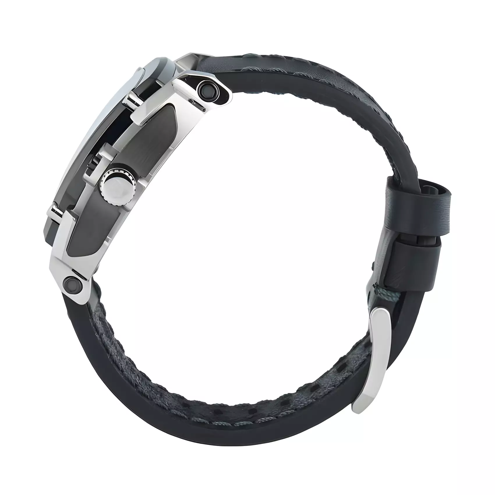 Expedition - Jam Tangan Chronograph Pria - Silver Black Case - Black Leather Strap - 3008GCLTEBA 