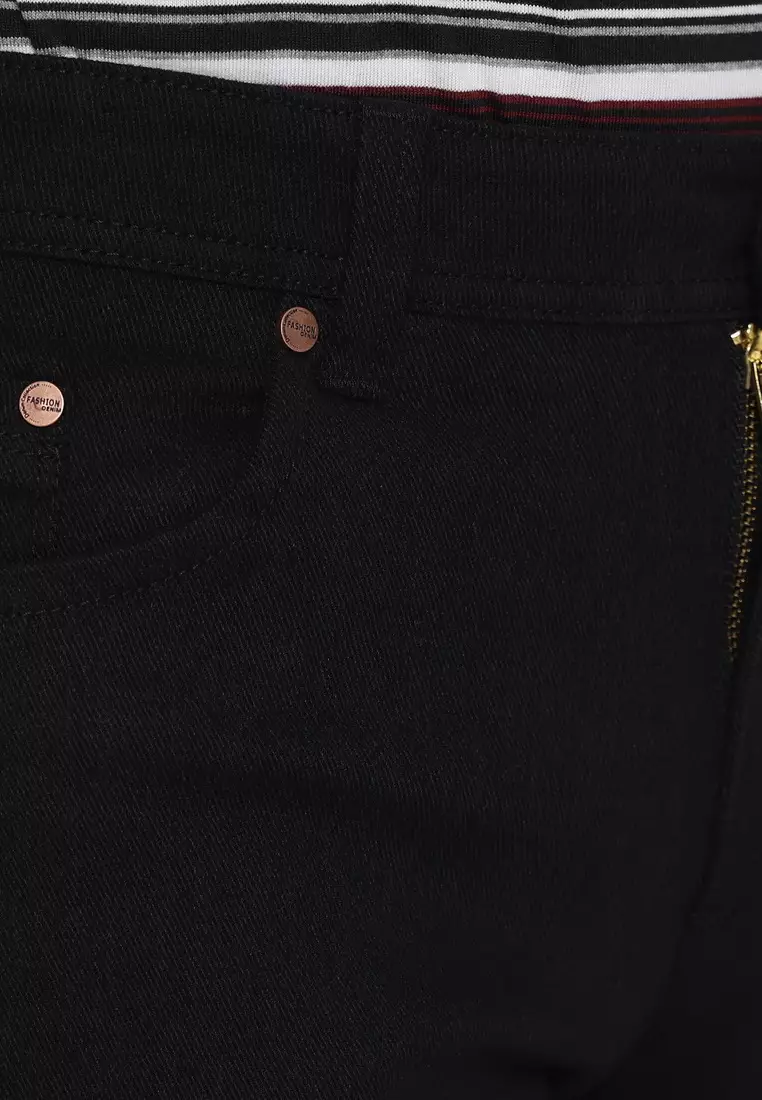 POLICE Celana Denim Stretch Panjang V Pocket Hitam Regular Fit Pria