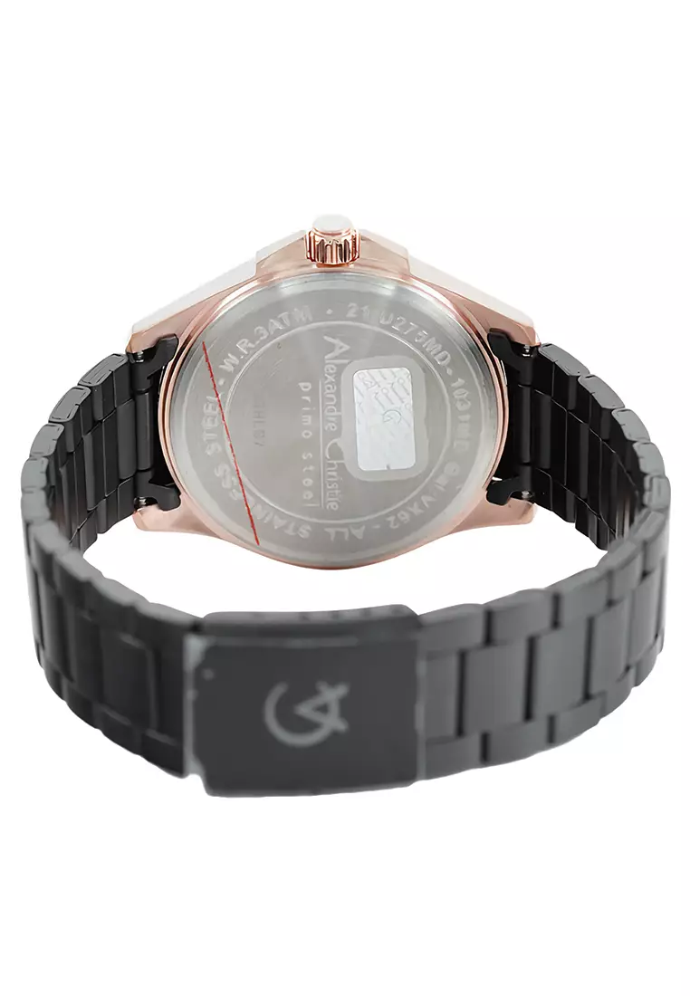 Alexandre Christie - Jam Tangan Pria - Rosegold - Black Stainless Steel Bracelet - 1031MDBBRBA