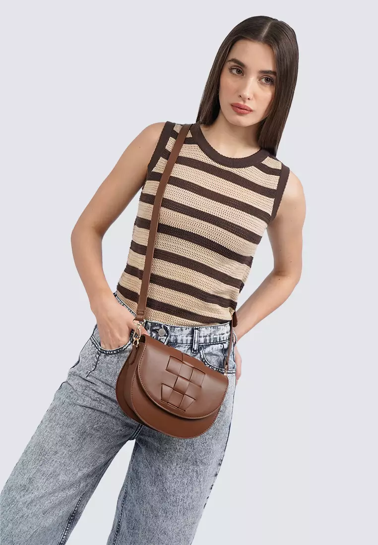 Sling Bag With Woven Motif