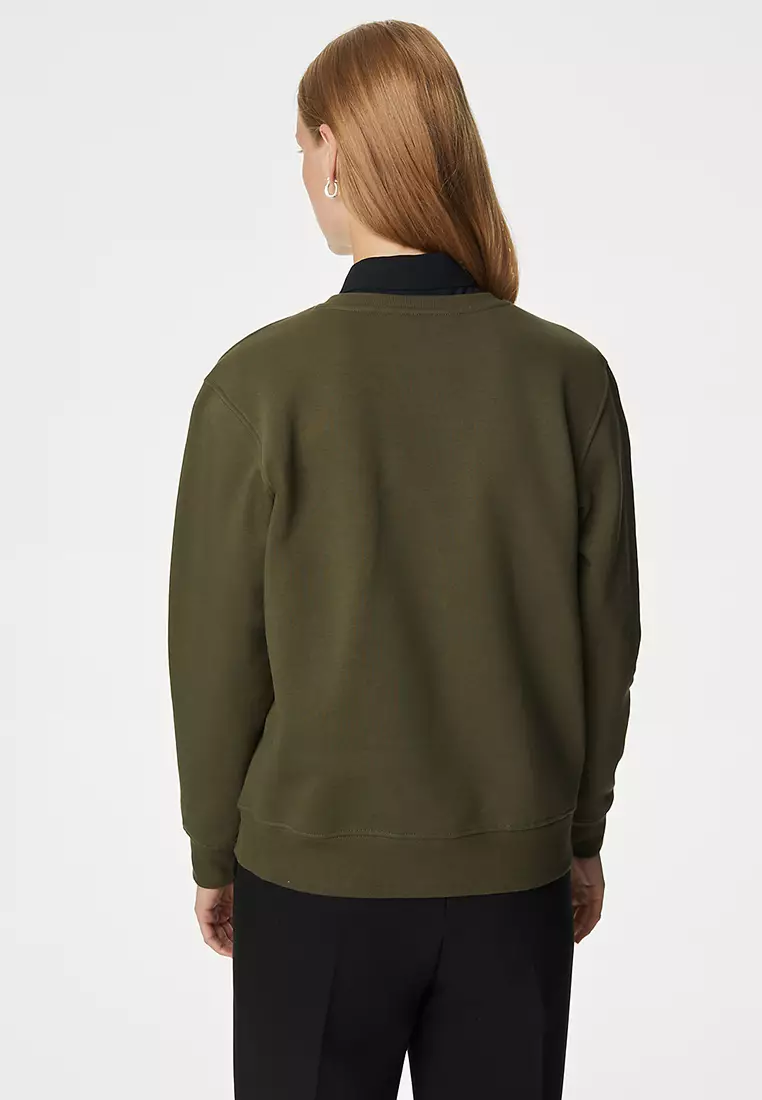 Cotton Rich Embroidered Slogan Sweatshirt