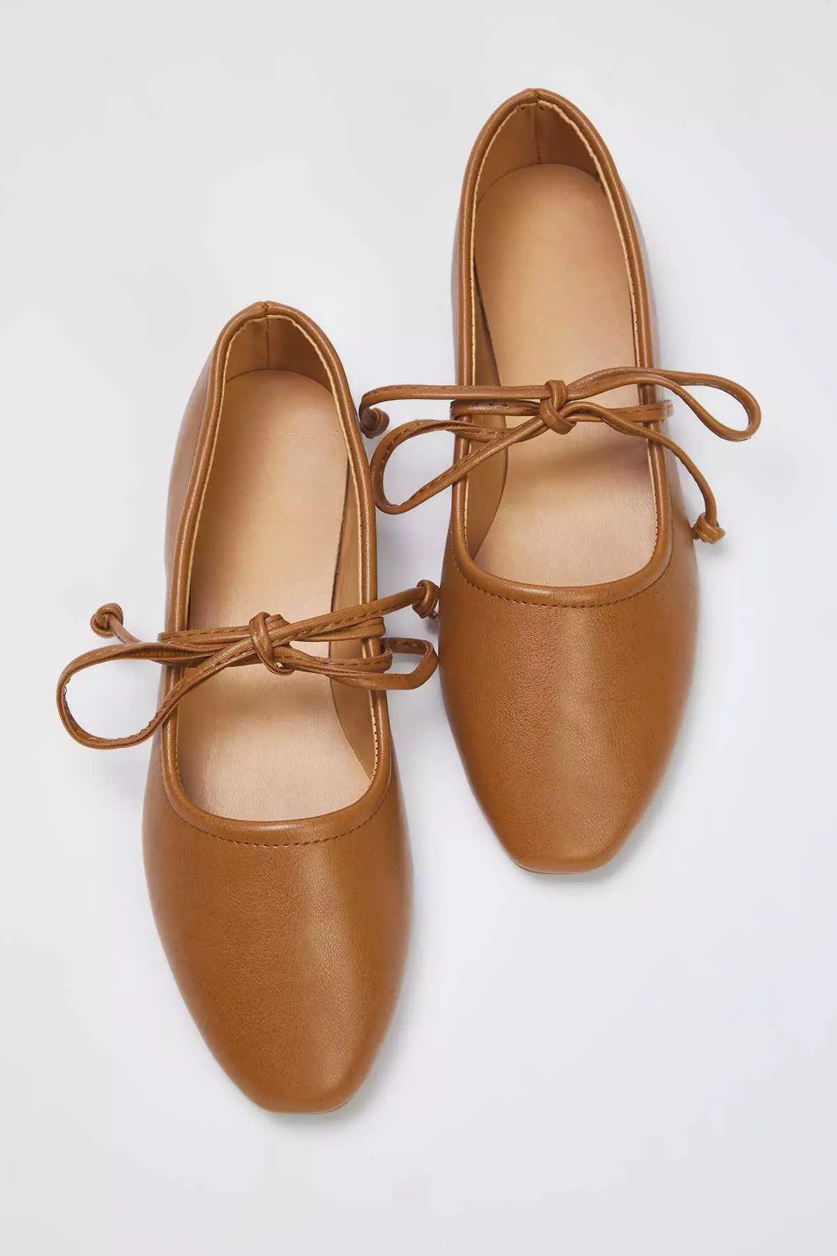 Teen Karamel Lace-Up Detailed Mary Jane Women'S Almond Toe Ballerina Shoes Takaw26Be00002