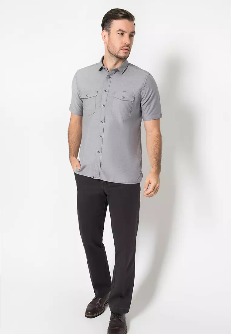 LGS - Kemeja Casual Pria - Regular Fit - Abu - Dua Kantong - Polos CSH.271.S1078.166.C