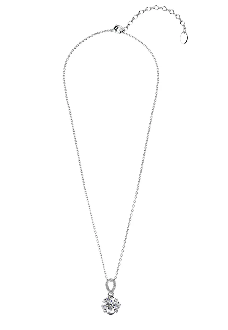 Berlian Moissanite La Rose Pendant [GRA CERTIFICATE MOISSANITE DIAMOND] - Kalung 1ct Moissanite Diamond 925 Silver CELESTA by Her Jewellery