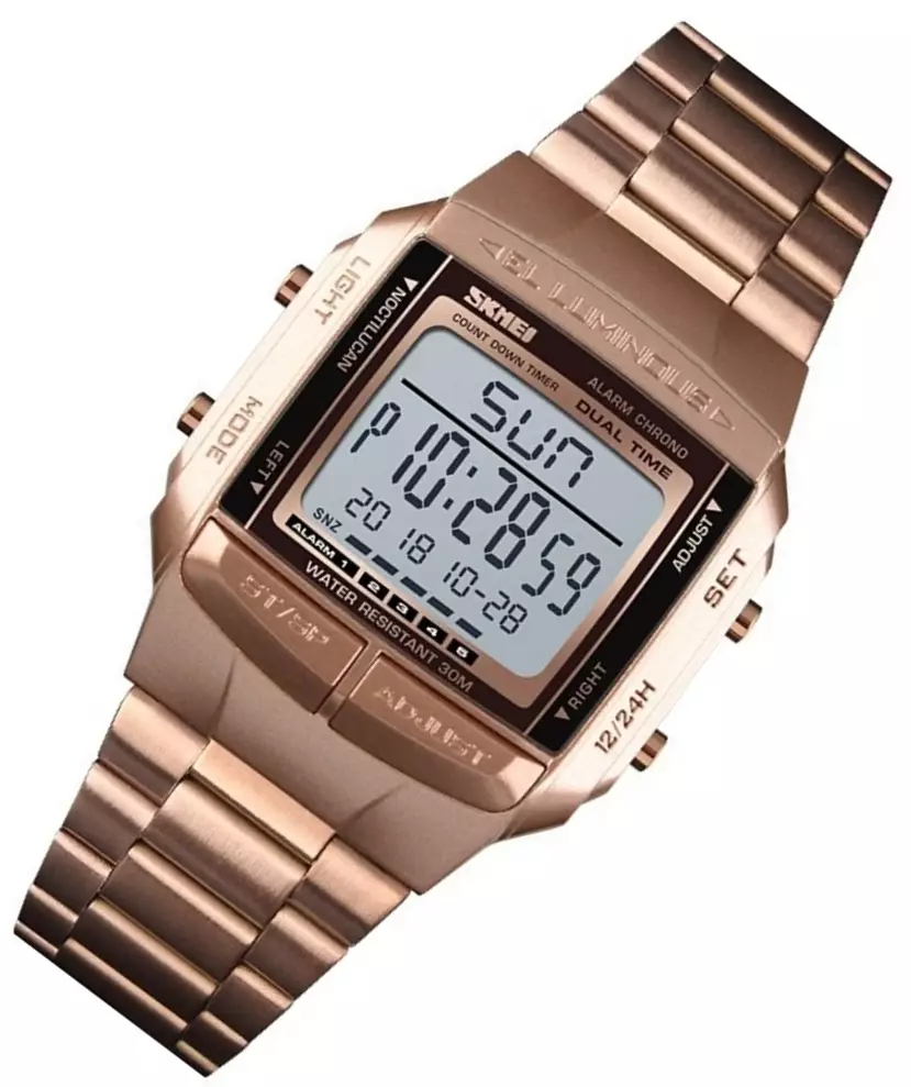 Jam Tangan Kasual Digital Pria Waterproof 30m Strap Tali Material Stainless Steel UU01 ORIGINAL