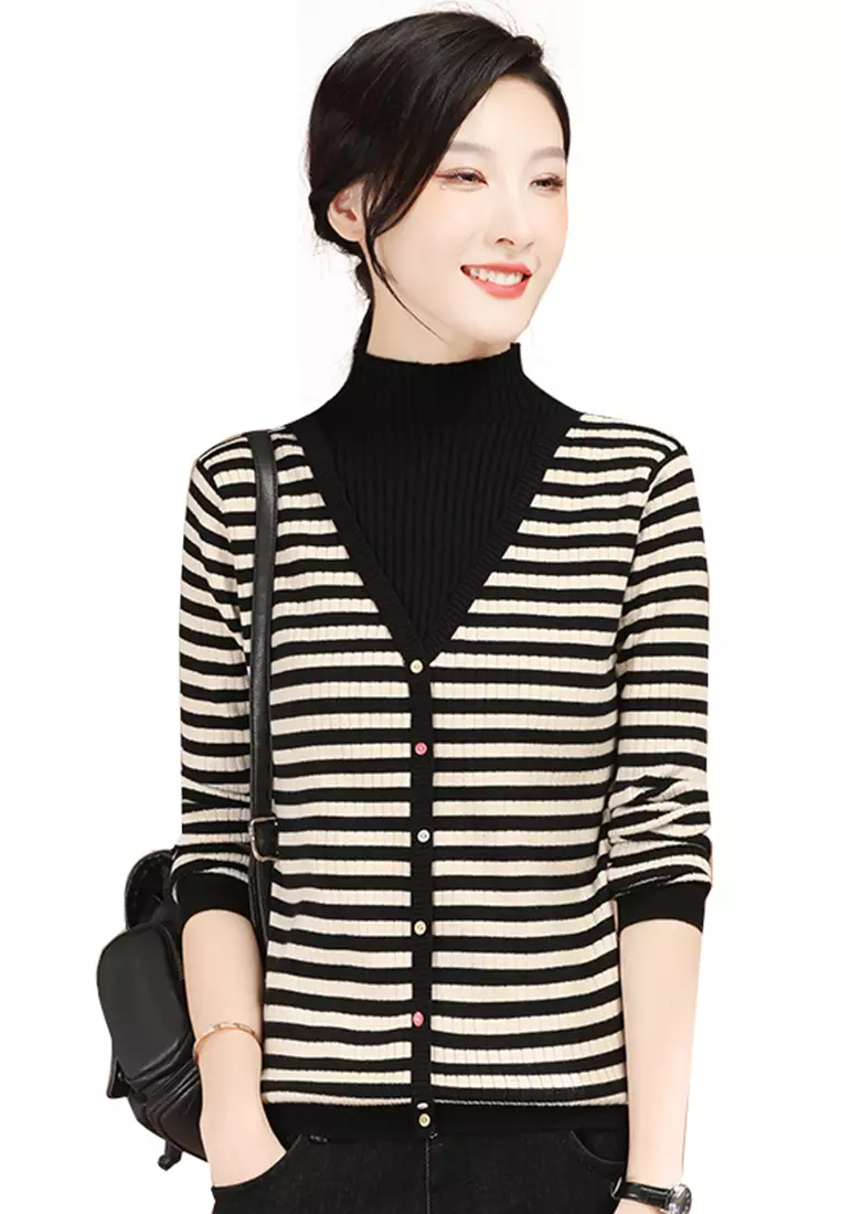 Girls on sale striped turtleneck