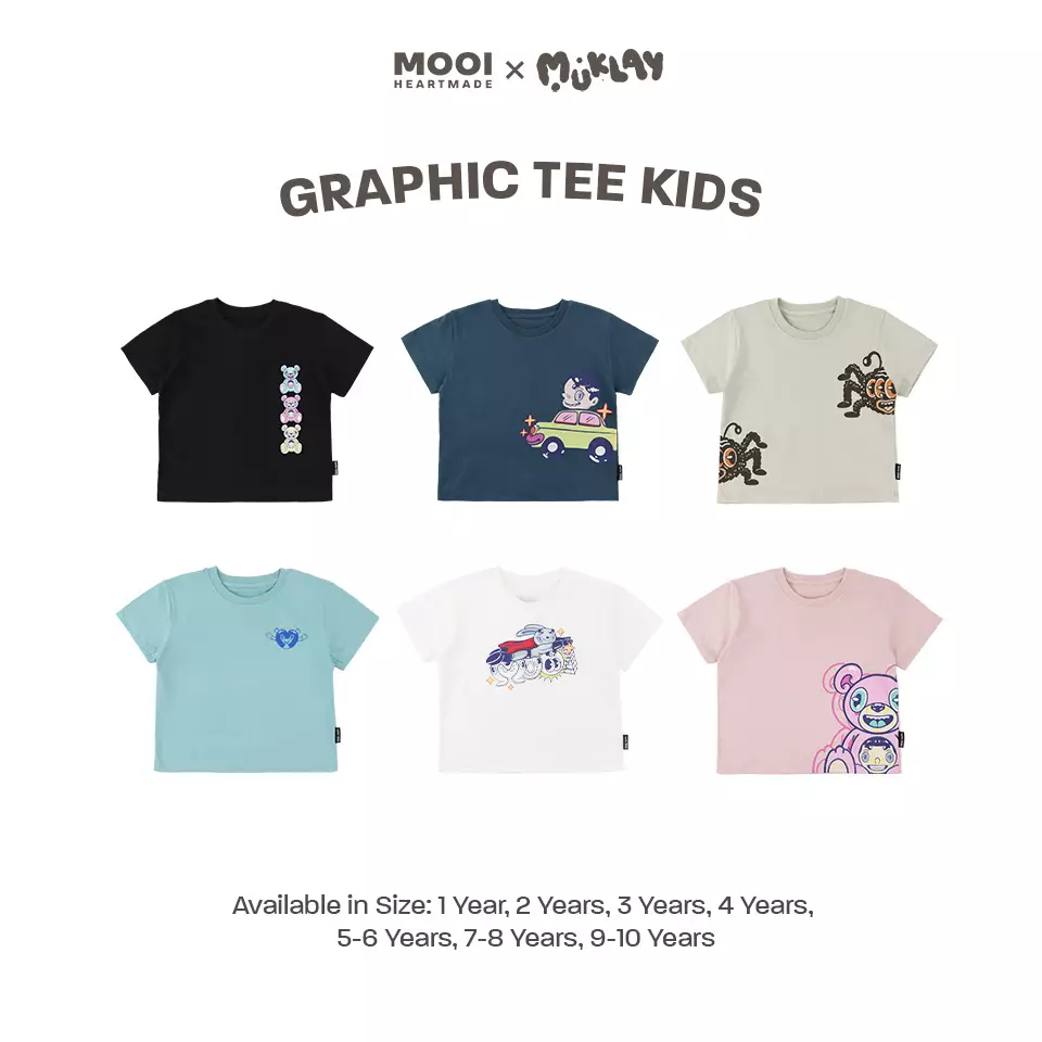 Mooi X Muklay Kaos Anak Unisex Graphic Tee Kids - White
