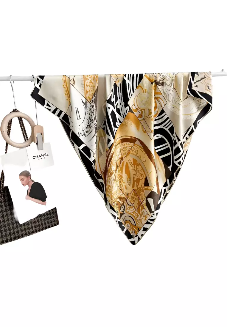 Luxury Silk Ladies' Large Scarf, Sun-Proof Crepe Satin, Premium Souvenir.