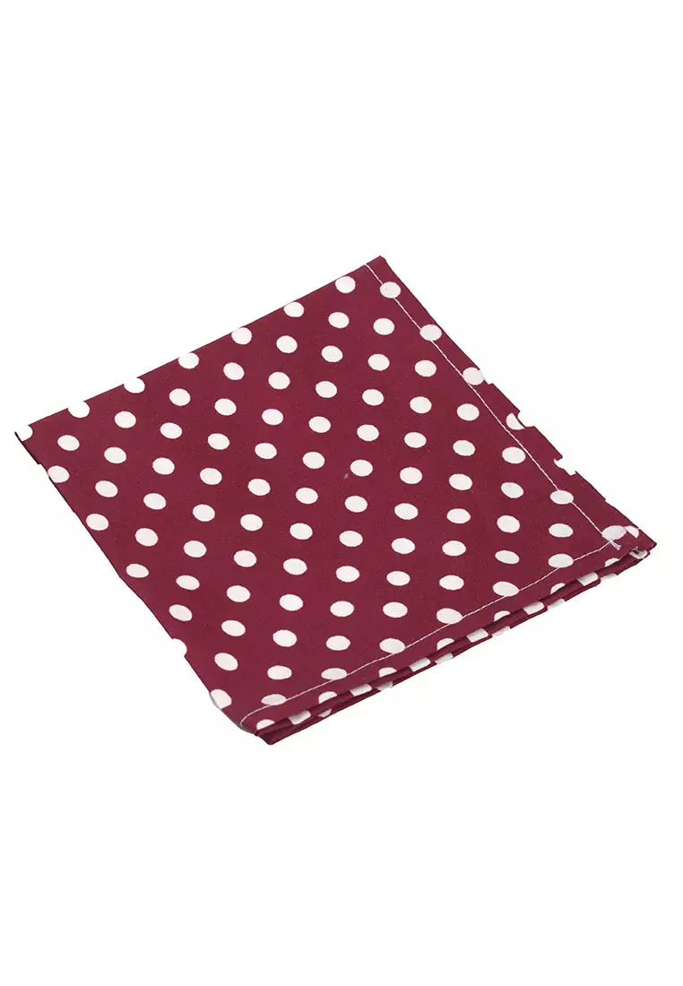Houseofcuff Dasi Kupu Bowtie Pocket Square Saputangan Magenta Polka A40
