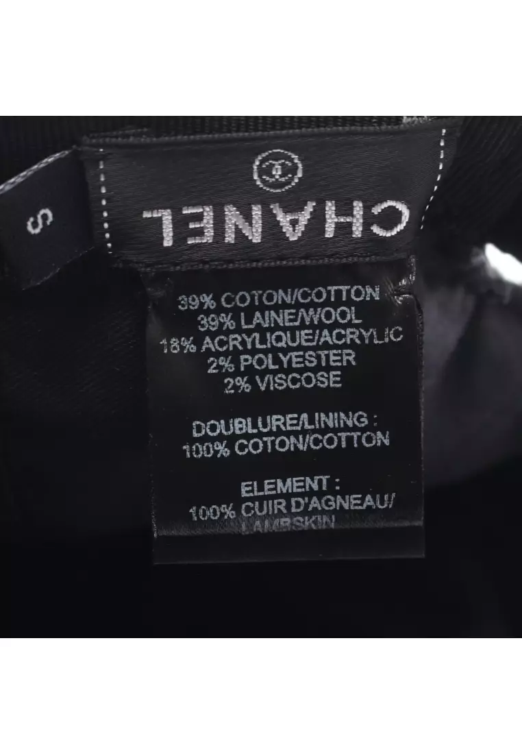 Chanel Coco Mark Wool Leather Cotton Cap Chanel Pre-Loved Chanel coco mark cap cotton wool leather  main image 4