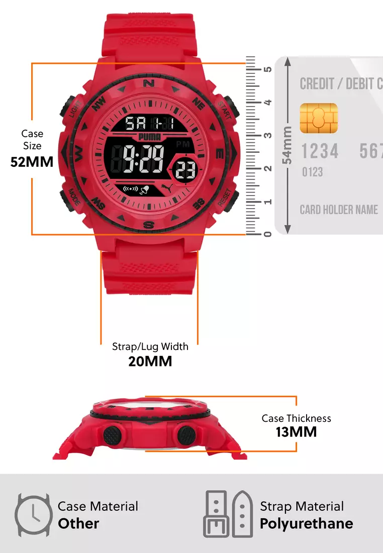 Buy PUMA PUMA Male's 12 red Polyurethane Watch P6056 2023 Online