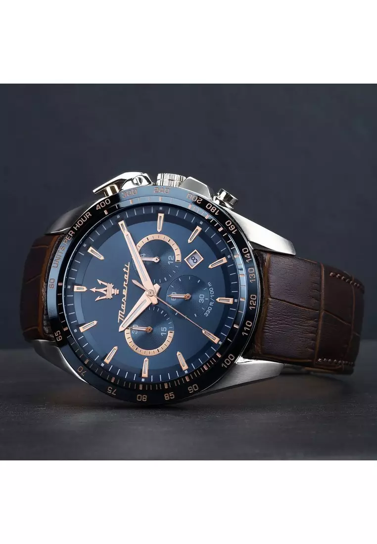 Online Exclusive Maserati Traguardo 45mm Brown Leather Men's Chronograph Quartz Watch R8871612037