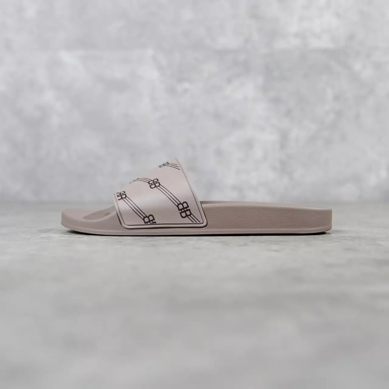 Sandal BALENCIAGA BB MONOGRAM LINE TAUPE SLIDE 100% ORIGINAL